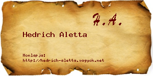 Hedrich Aletta névjegykártya